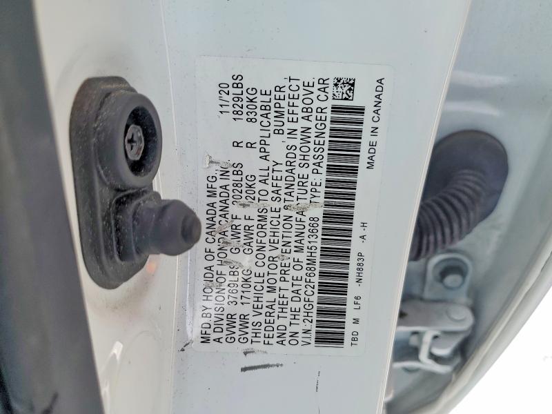 Продажа на аукционе авто 2021 Honda Civic, vin: 2HGFC2F68MH513668, номер лота: 75059025