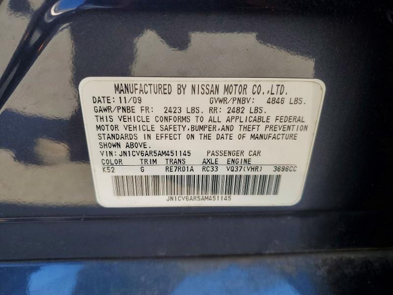 Продажа на аукционе авто 2010 Infiniti G37, vin: JN1CV6AR5AM451145, номер лота: 72422675