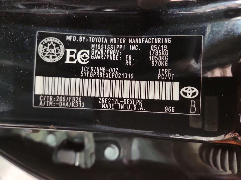 2020 Toyota Corolla მანქანა იყიდება აუქციონზე, vin: 5YFBPRBEXLP021319, აუქციონის ნომერი: 99654055