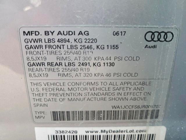 Продажа на аукционе авто 2018 Audi Q3, vin: WA1JCCFS8JR006707, номер лота: 72234655