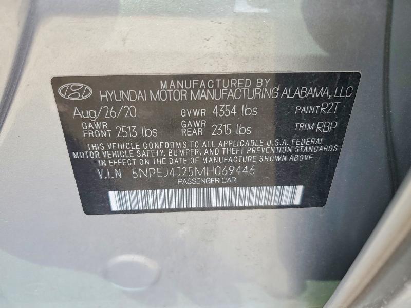 Auction sale of the 2021 Hyundai Sonata, vin: 5NPEJ4J25MH069446, lot number: 74376055