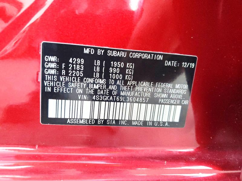 73318415 :رقم المزاد ، 4S3GKAT69L3604857 vin ، 2020 Subaru Impreza Li مزاد بيع