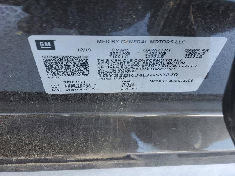Aukcja sprzedaży 2020 Cadillac Escalade, vin: 1GYS3BKJ4LR223279, numer aukcji: 74590485