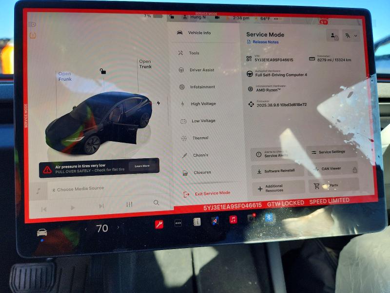 72644645 :رقم المزاد ، 5YJ3E1EA9SF046615 vin ، 2025 Tesla Model 3 مزاد بيع
