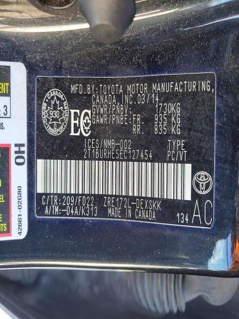 Aukcja sprzedaży 2014 Toyota Corolla L, vin: 2T1BURHE5EC127454, numer aukcji: 72726555