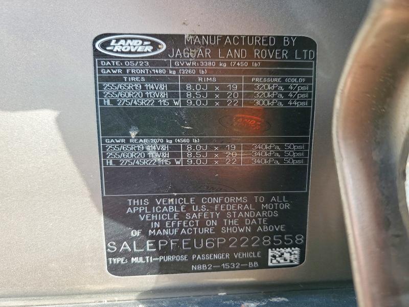 Auction sale of the 2023 Land Rover Defender, vin: SALEPFEU6P2228558, lot number: 74940685