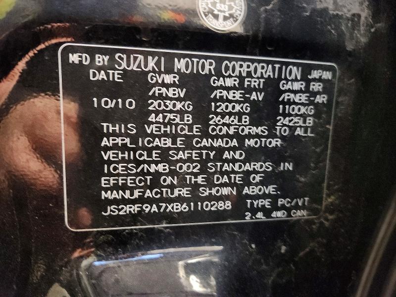 96778525 :رقم المزاد ، JS2RF9A7XB6110288 vin ، 2011 Suzuki Kizashi مزاد بيع