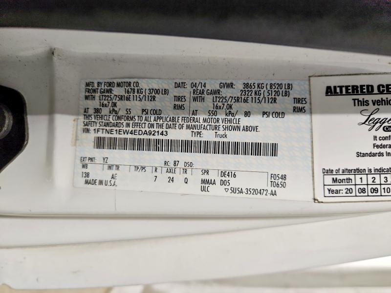 Auction sale of the 2014 Ford E150, vin: 1FTNE1EW4EDA92143, lot number: 77411415