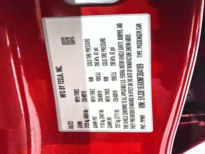 Aukcja sprzedaży 2022 Tesla Model 3, vin: 5YJ3E1EAXNF304189, numer aukcji: 72809235
