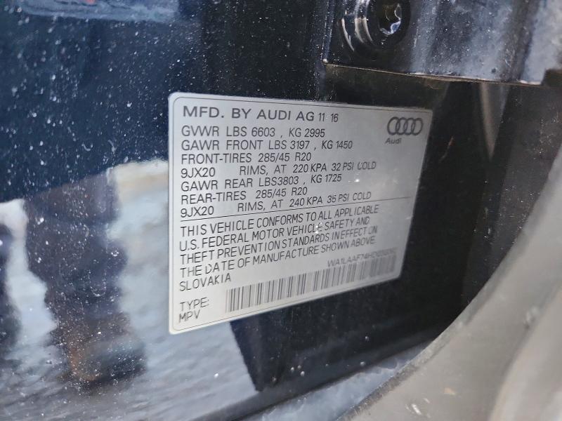 Aukcja sprzedaży 2017 Audi Q7, vin: WA1LAAF74HD036082, numer aukcji: 72156305