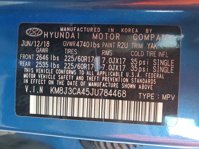 Aukcja sprzedaży 2018 Hyundai Tucson Sel, vin: KM8J3CA45JU784468, numer aukcji: 72641145