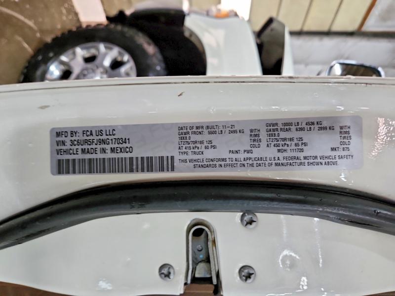 Продаж на аукціоні авто 2022 Ram 2500 Laram, vin: 3C6UR5FJ9NG170341, номер лоту: 98882895