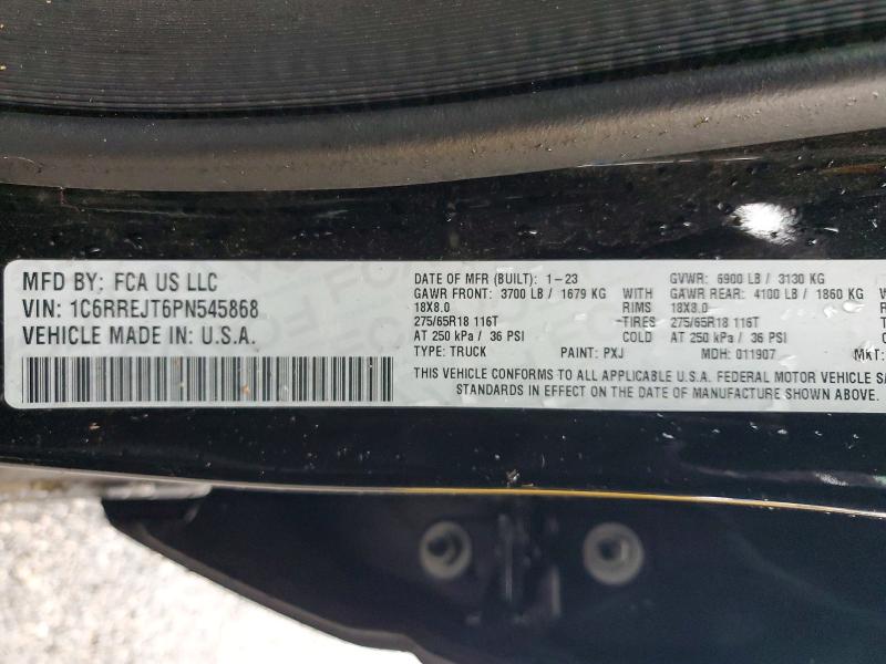 2023 Ram 1500 მანქანა იყიდება აუქციონზე, vin: 1C6RREJT6PN545868, აუქციონის ნომერი: 98374195