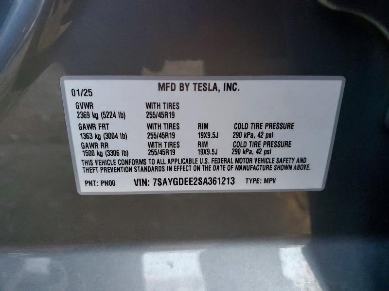 Продажа на аукционе авто 2025 Tesla Model Y, vin: 7SAYGDEE2SA361213, номер лота: 73471475