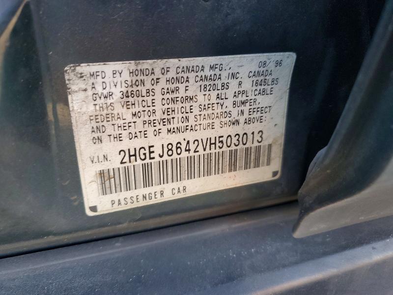 1997 Honda Civic მანქანა იყიდება აუქციონზე, vin: 2HGEJ8642VH503013, აუქციონის ნომერი: 73800295