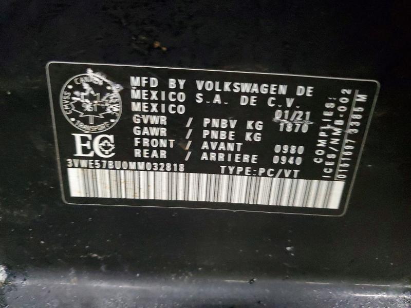 2021 Volkswagen Jetta მანქანა იყიდება აუქციონზე, vin: 3VWE57BU0MM032818, აუქციონის ნომერი: 74330185