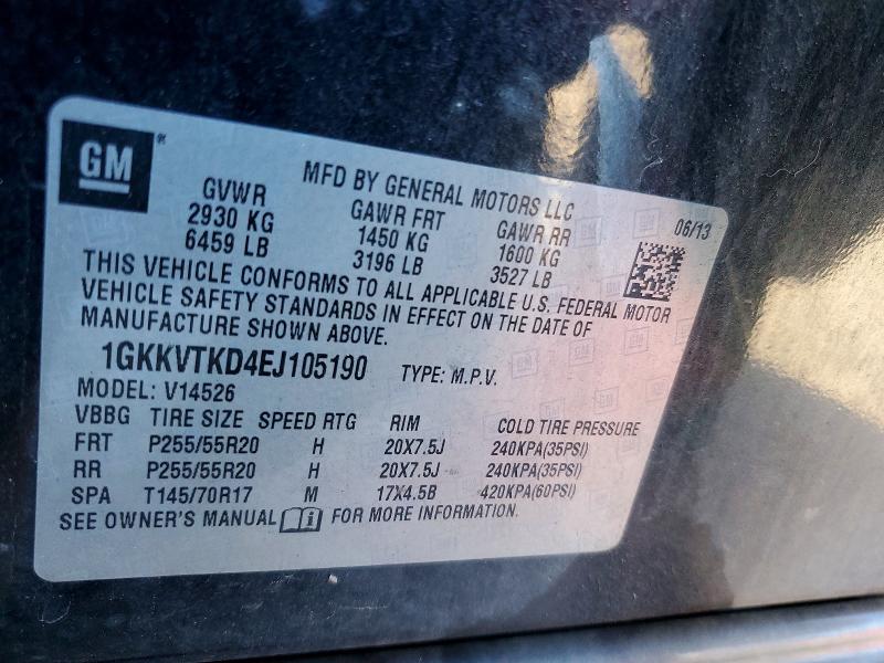 Aukcja sprzedaży 2014 Gmc Acadia, vin: 1GKKVTKD4EJ105190, numer aukcji: 72265675