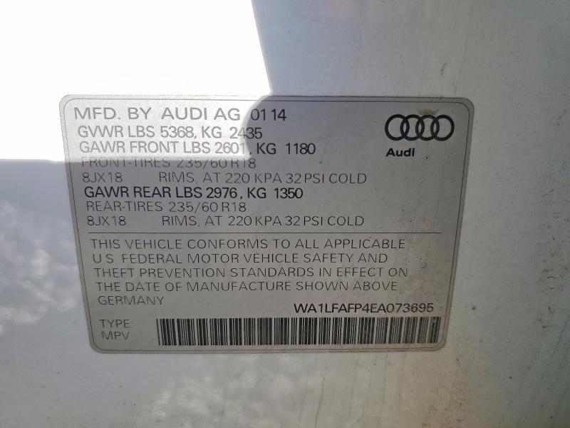 Продажа на аукционе авто 2014 Audi Q5, vin: WA1LFAFP4EA073695, номер лота: 99879295