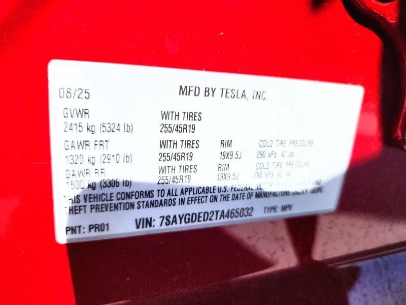 Продажа на аукционе авто 2026 Tesla Model Y, vin: 7SAYGDED2TA465032, номер лота: 73849755