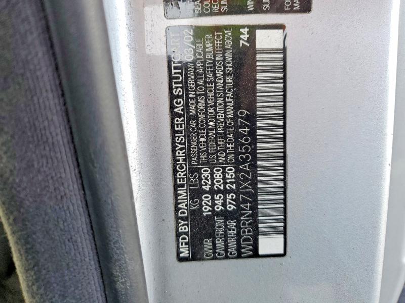 74929525 :رقم المزاد ، WDBRN47JX2A356479 vin ، 2002 Mercedes-benz C مزاد بيع