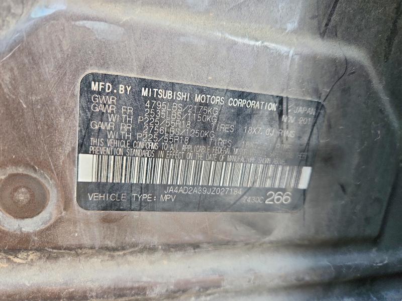 2018 Mitsubishi Outlander მანქანა იყიდება აუქციონზე, vin: JA4AD2A39JZ027184, აუქციონის ნომერი: 99634215