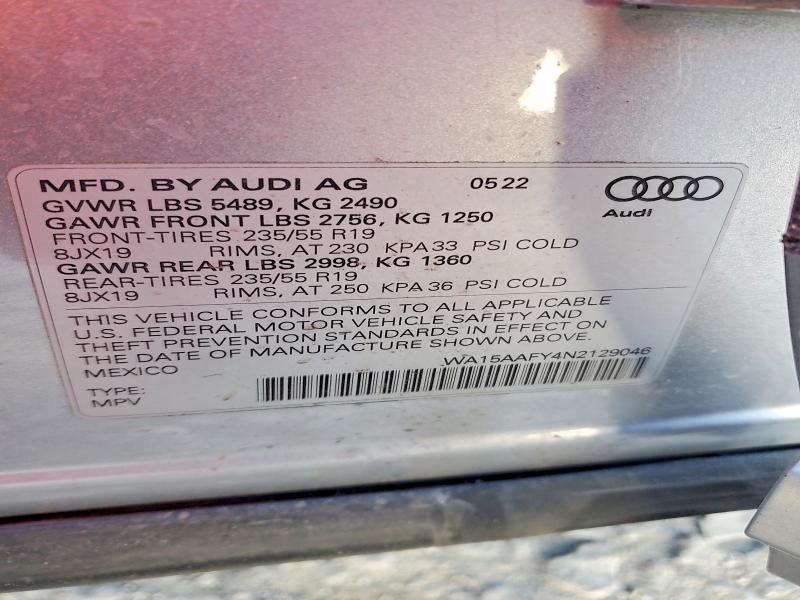 Продажа на аукционе авто 2022 Audi Q5, vin: WA15AAFY4N2129046, номер лота: 73930775