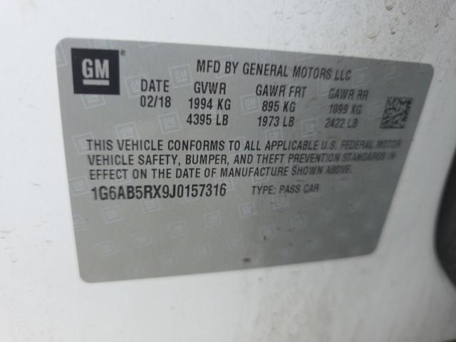 72376795 :رقم المزاد ، 1G6AB5RX9J0157316 vin ، 2018 Cadillac Ats Luxury مزاد بيع