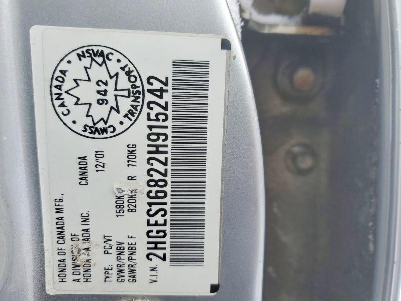 Aukcja sprzedaży 2002 Honda Civic, vin: 2HGES16822H915242, numer aukcji: 73011975
