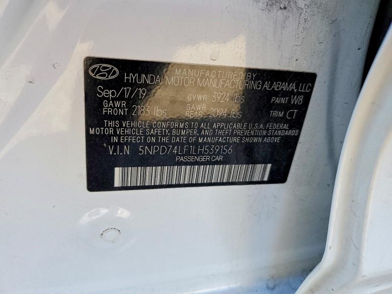 Продаж на аукціоні авто 2020 Hyundai Elantra, vin: 5NPD74LF1LH539156, номер лоту: 98713835