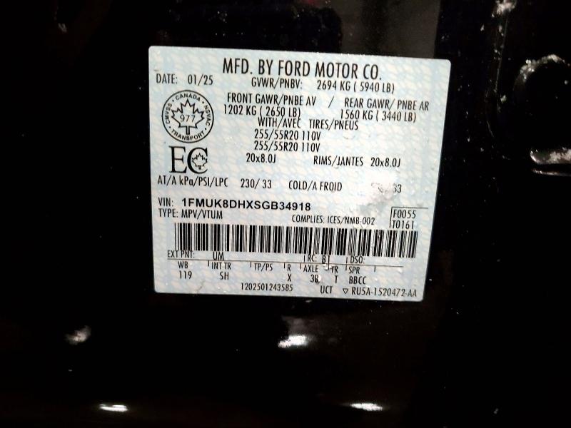 2025 Ford Explorer მანქანა იყიდება აუქციონზე, vin: 1FMUK8DHXSGB34918, აუქციონის ნომერი: 72335765