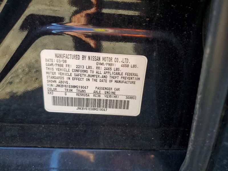 99525735 :رقم المزاد ، JNKBV61E98M219047 vin ، 2008 Infiniti G35 مزاد بيع
