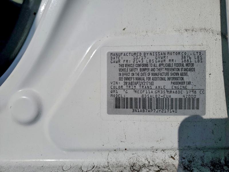 Auction sale of the 2018 Nissan Sentra, vin: 3N1AB7AP7JY217140, lot number: 72528805