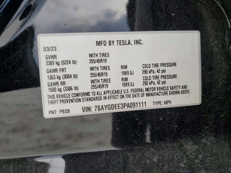 2023 Tesla Model Y მანქანა იყიდება აუქციონზე, vin: 7SAYGDEE3PA091111, აუქციონის ნომერი: 99221115