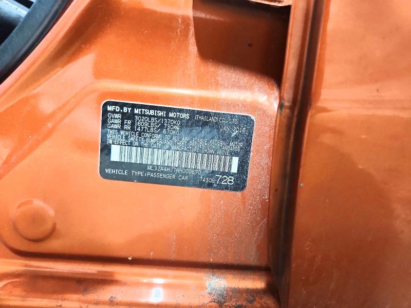 Продаж на аукціоні авто 2017 Mitsubishi Mirage, vin: ML32A4HJ7HH000670, номер лоту: 72671755