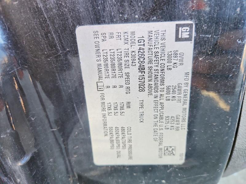 95768485 :رقم المزاد ، 1GT426C84BF157028 vin ، 2011 Gmc Sierra مزاد بيع
