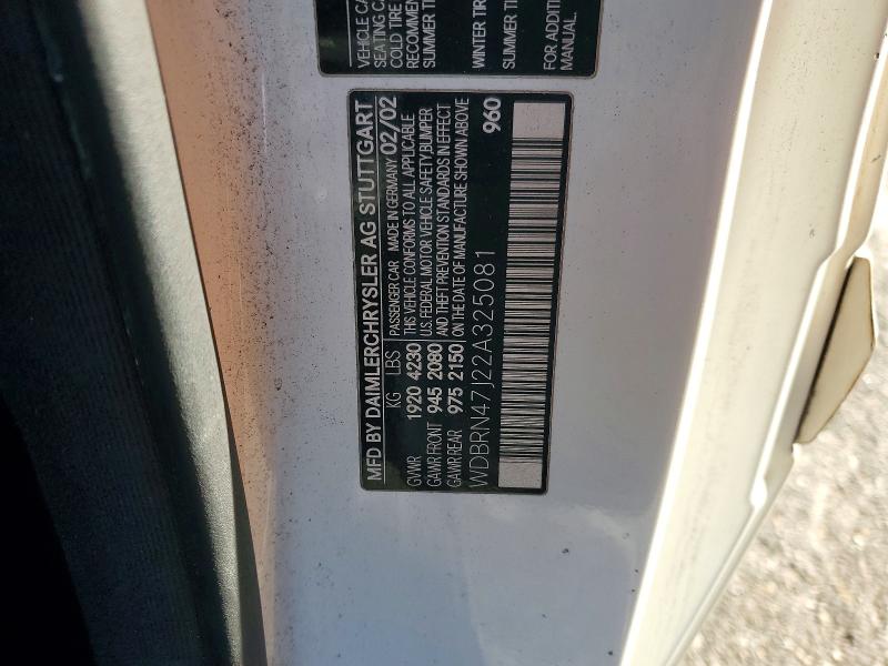 99570375 :رقم المزاد ، WDBRN47J22A325081 vin ، 2002 Mercedes-benz C مزاد بيع