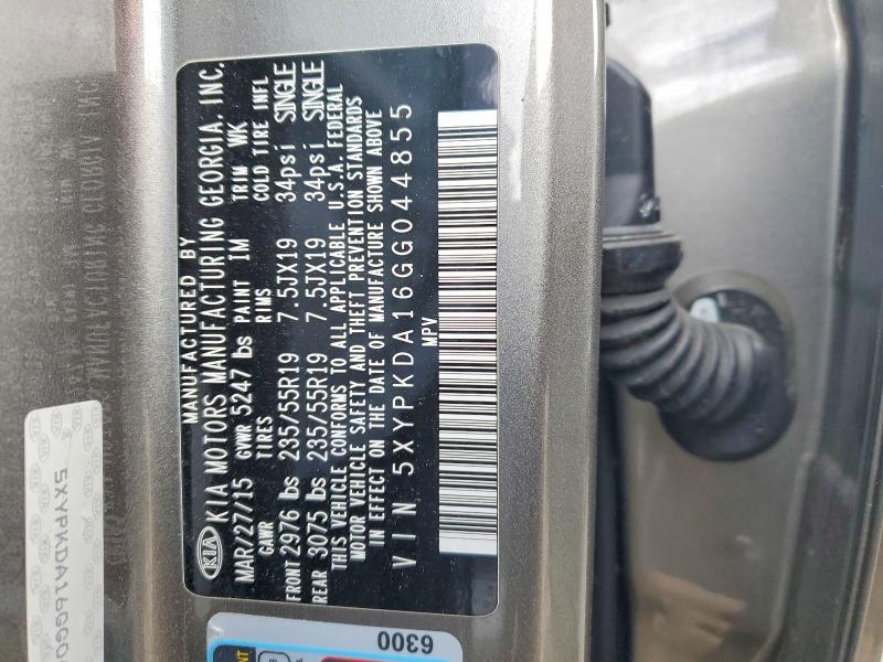 Aukcja sprzedaży 2016 Kia Sorento, vin: 5XYPKDA16GG044855, numer aukcji: 72955285