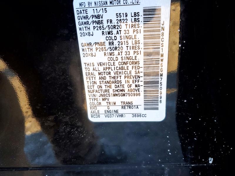 Продажа на аукционе авто 2016 Infiniti Qx70, vin: JN8CS1MW5GM750996, номер лота: 75034735