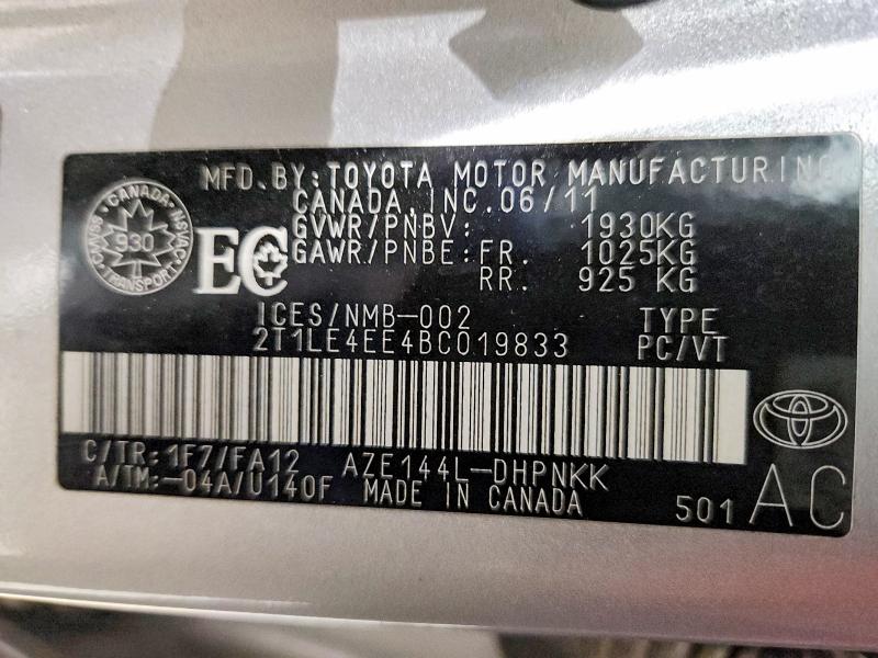 Продажа на аукционе авто 2011 Toyota Corolla Matrix, vin: 2T1LE4EE4BC019833, номер лота: 98785805