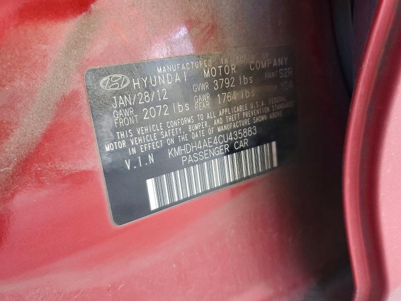 Aukcja sprzedaży 2012 Hyundai Elantra, vin: KMHDH4AE4CU435883, numer aukcji: 74002885