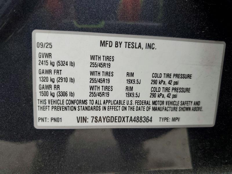 2026 Tesla Model Y მანქანა იყიდება აუქციონზე, vin: 7SAYGDEDXTA488364, აუქციონის ნომერი: 74052995