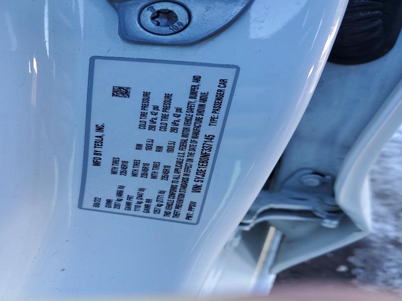 72702645 :رقم المزاد ، 5YJ3E1EB0NF337145 vin ، 2022 Tesla Model 3 مزاد بيع