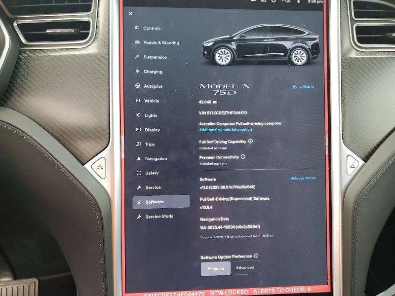 Aukcja sprzedaży 2017 Tesla Model X, vin: 5YJXCDE27HF044470, numer aukcji: 73663005