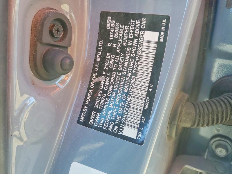 2020 Honda Civic მანქანა იყიდება აუქციონზე, vin: SHHFK7H46LU222969, აუქციონის ნომერი: 74413275
