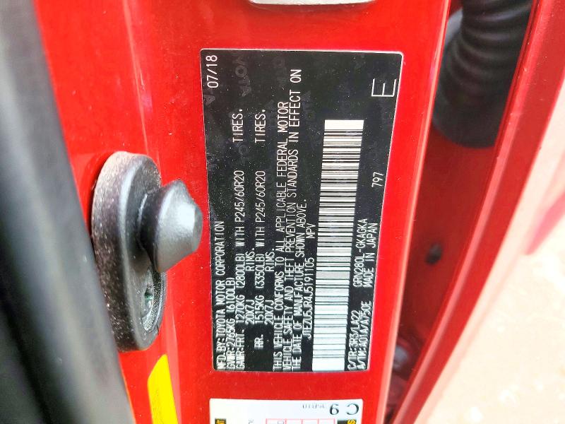 97047825 :رقم المزاد ، JTEZU5JR4J5191105 vin ، 2018 Toyota 4runner مزاد بيع