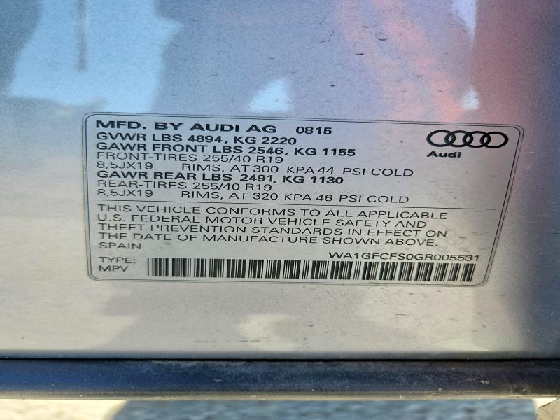 Aukcja sprzedaży 2016 Audi Q3, vin: WA1GFCFS0GR005531, numer aukcji: 74769635