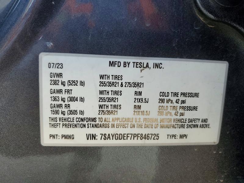 73424125 :رقم المزاد ، 7SAYGDEF7PF846725 vin ، 2023 Tesla Model Y مزاد بيع