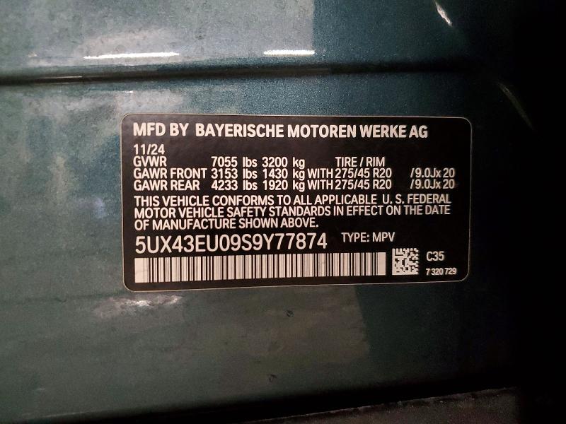 Aukcja sprzedaży 2025 Bmw X5, vin: 5UX43EU09S9Y77874, numer aukcji: 72221995