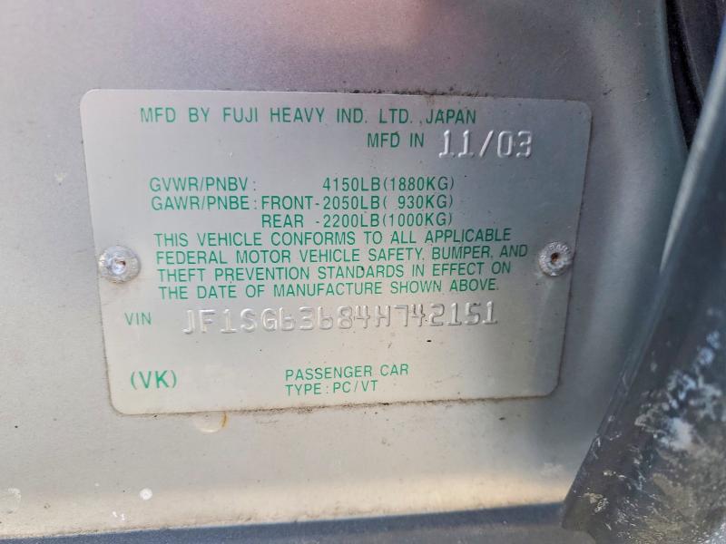 Aukcja sprzedaży 2004 Subaru Forester 2, vin: JF1SG63684H742151, numer aukcji: 75346115