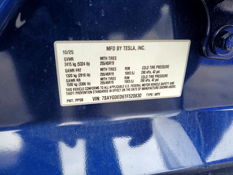 Продажа на аукционе авто 2026 Tesla Model Y, vin: 7SAYGDED6TF520830, номер лота: 98715875
